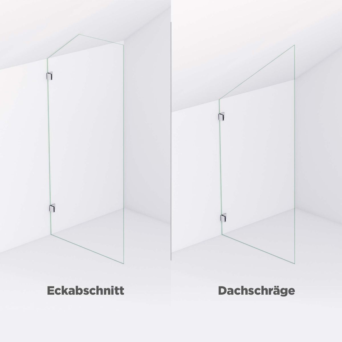 Glasscheibe mit Schrägschnitt für den Einbau unter einer Dachschräge