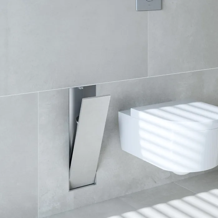 Toilettenb&uuml;rstenhalter fl&auml;chenb&uuml;ndig in der Wand am WC