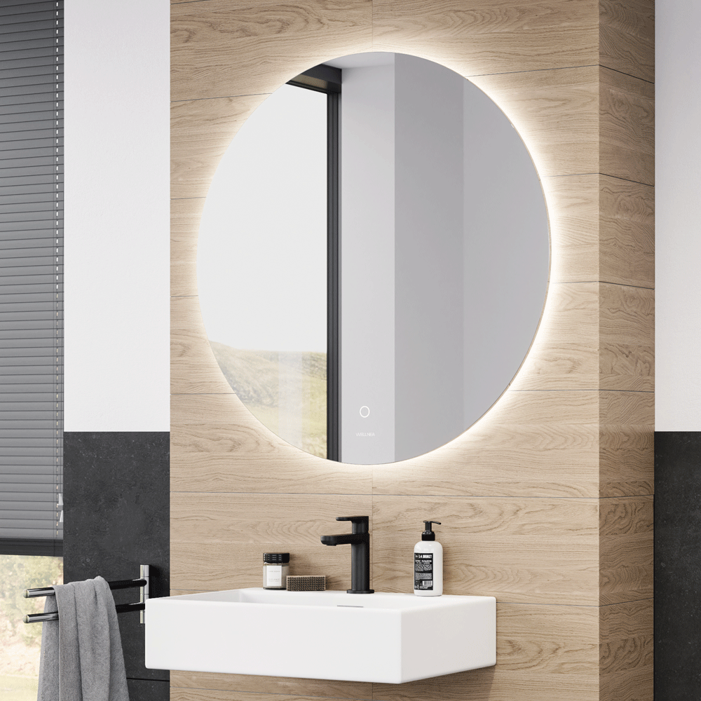 Runder LED-Wandspiegel mit indirektem Lichtrahmen